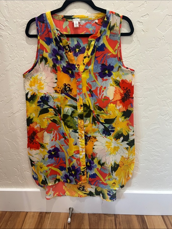 Spense Tops - Spense Sleeveless Floral Button-Front Blouse - Yellow, Red, Purple, Green, White